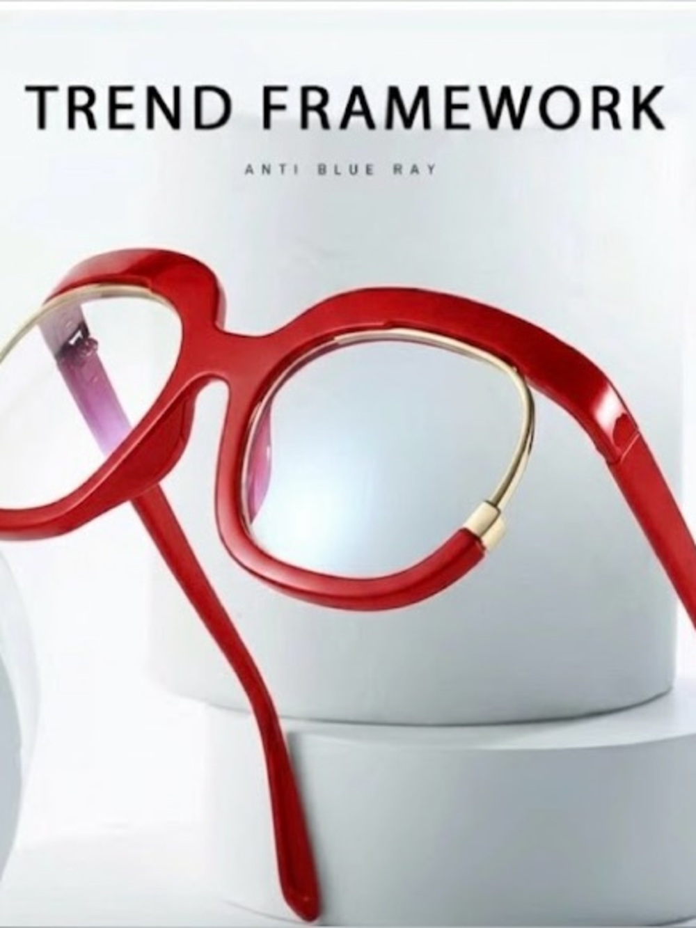 Anti Blue Light -Owl Square Optical Glasses Frames - Red NWT - Picture 3 of 5